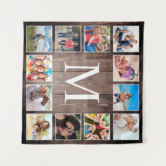 カスタムフォトコラージュ素朴ファームハウスファミリー タペストリー (正面(横))