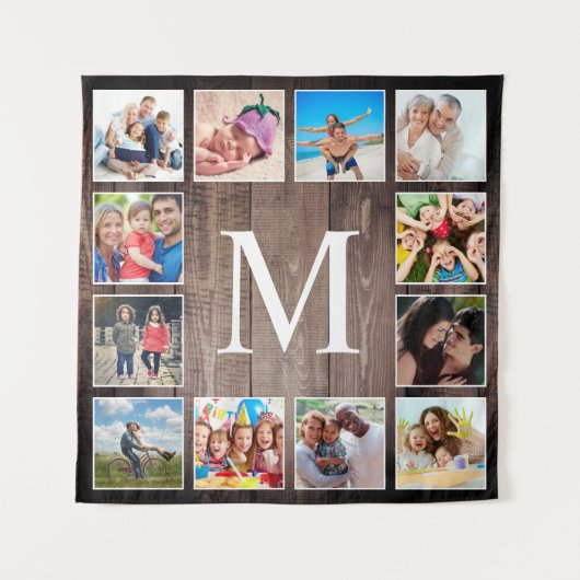 カスタムフォトコラージュ素朴ファームハウスファミリー タペストリー (正面)