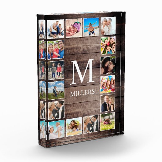 カスタムフォトコラージュ素朴ファームハウスファミリー フォトブロック (左)