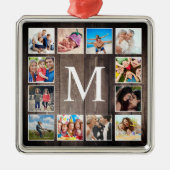 カスタムフォトコラージュ素朴ファームハウスファミリー メタルオーナメント (正面)