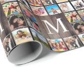 カスタムフォトコラージュ素朴ファームハウスファミリー ラッピングペーパー (ロールコーナー)