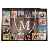 カスタムフォトコラージュ素朴ファームハウスファミリー ラージペーパーバッグ (裏面)