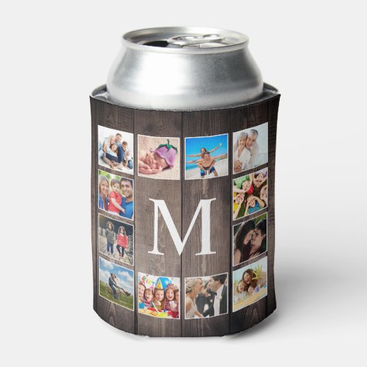 カスタムフォトコラージュ素朴ファームハウスファミリー 缶クーラー (缶正面)