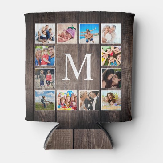 カスタムフォトコラージュ素朴ファームハウスファミリー 缶クーラー (正面)