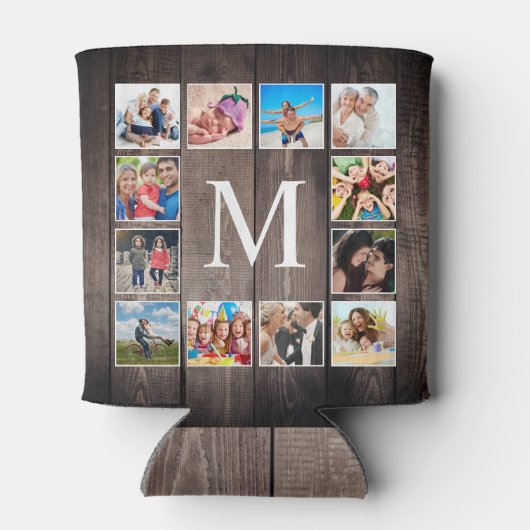 カスタムフォトコラージュ素朴ファームハウスファミリー 缶クーラー (裏面)