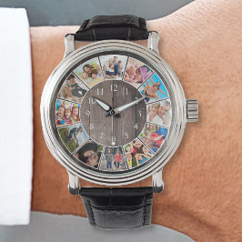 カスタムフォトコラージュ素朴ファームハウスファミリー 腕時計