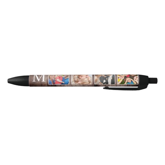 カスタムフォトコラージュ素朴ファームハウスファミリー 黒ボールペン (ボトム)