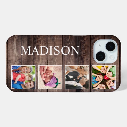 カスタムフォトコラージュ素朴ファームハウスファミリー Case-Mate iPhoneケース (裏面 (横))