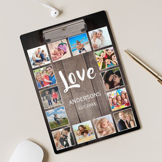 カスタムフォトコラージュ素朴ファームハウスラブファミリー クリップボード