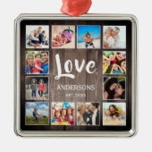 カスタムフォトコラージュ素朴ファームハウスラブファミリー メタルオーナメント (正面)