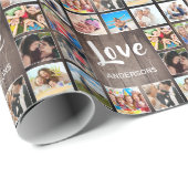 カスタムフォトコラージュ素朴ファームハウスラブファミリー ラッピングペーパー (ロールコーナー)