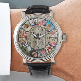 カスタムフォトコラージュ素朴ファームハウス 腕時計