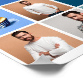 カスタムフォトコラージュ青い誕生日パーティー ポスター (角)