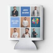 カスタムフォトコラージュ青い誕生日パーティー 缶クーラー (裏面)