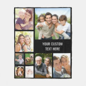 カスタムフォトコラージュ黒 フリースブランケット (正面)