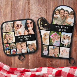 カスタムフォトコラージュ黒 鍋つかみ&鍋敷きセット