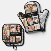 カスタムフォトコラージュ黒 鍋つかみ&鍋敷きセット (正面/裏面)