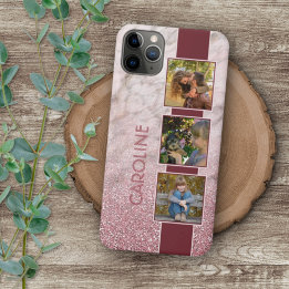 カスタムフォトコラージュ(サーモンピンク大理石模様) iPhone 16 PRO MAXケース
