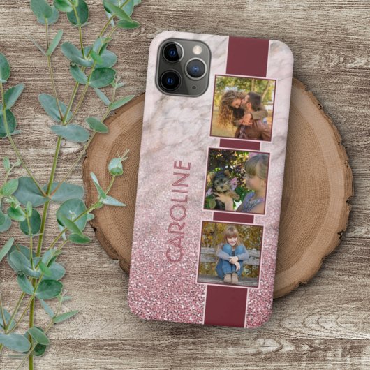 カスタムフォトコラージュ(サーモンピンク大理石模様) Case-Mate iPhoneケース