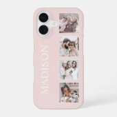 カスタムフォトコラージュ パーソナライズド ピンク iPhone 16ケース (裏面)
