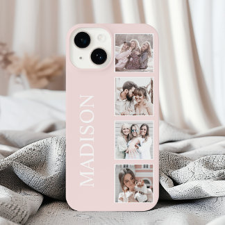 カスタムフォトコラージュ パーソナライズド ピンク iPhone 16ケース