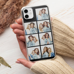 カスタムフォトコラージュ 7枚の正方形の写真 黒 iPhone 13ケース