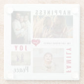 カスタムフォトコラージラブジョイファミリー ガラスコースター (裏面)