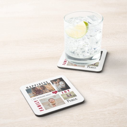 カスタムフォトコラージラブジョイファミリー コースター (右側)