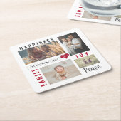 カスタムフォトコラージラブジョイファミリー スクエアペーパーコースター (アングル)