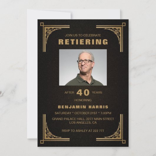 カスタムフォトゴールデンフレーム 招待状 (正面)