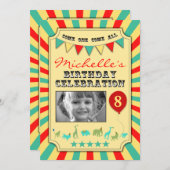 カスタムフォトサーカスバースデーパーティ招待状 招待状 (正面/裏面)