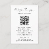 カスタムフォトシック台本タイポグラフィ写真家 名刺 (裏面)