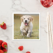 カスタムフォトシルバーグリッタースターペットドッグ誕生日 スタンダードカクテルナプキン (インサイチュ)