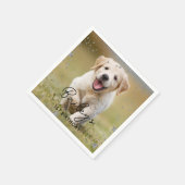 カスタムフォトシルバーグリッタースターペットドッグ誕生日 スタンダードカクテルナプキン (角)