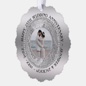 カスタムフォトシルバー背景周年記念 オーナメントカード (左)