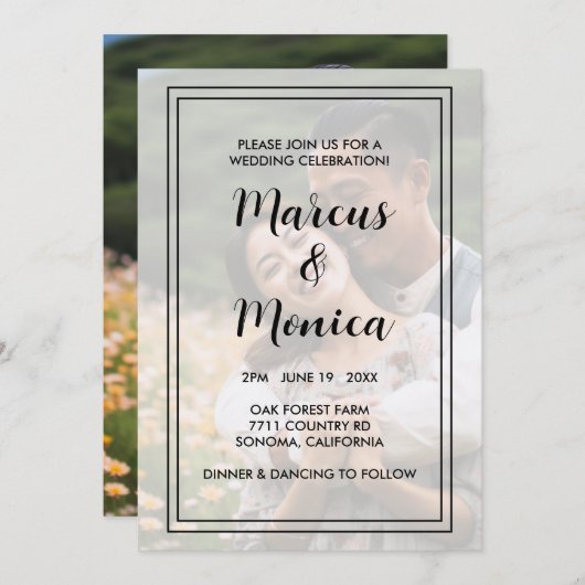 カスタムフォトシンプルシッミニマルク結婚ズ 招待状 (正面/裏面)