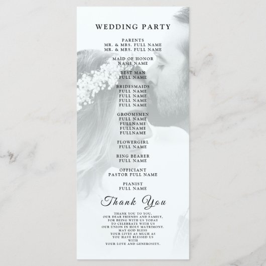 カスタムフォトシンプルスエレガントト |モダン結婚 プログラム (裏面)