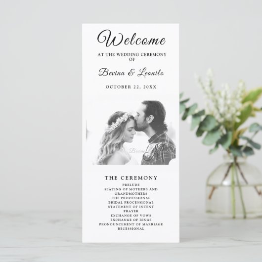 カスタムフォトシンプルスエレガントト |モダン結婚 プログラム (スタンド正面)