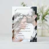 カスタムフォトシンプルスクリプエレガントト垂直 出欠カード (スタンド正面)