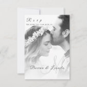 カスタムフォトシンプルスクリプエレガントト垂直 出欠カード (裏面)