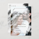 カスタムフォトシンプルスクリプエレガントト垂直 出欠カード (正面/裏面)