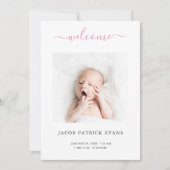 カスタムフォトシンプルスモダンスクリプト誕生 案内状 (正面)