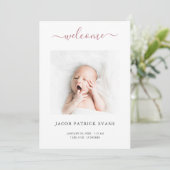 カスタムフォトシンプルスモダンスクリプト誕生 案内状 (スタンド正面)