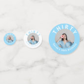 カスタムフォトスカイブルー30th誕生日テーブル紙吹雪 コンフェッティ (正面)