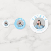 カスタムフォトスカイブルー30th誕生日テーブル紙吹雪 コンフェッティ (裏面)