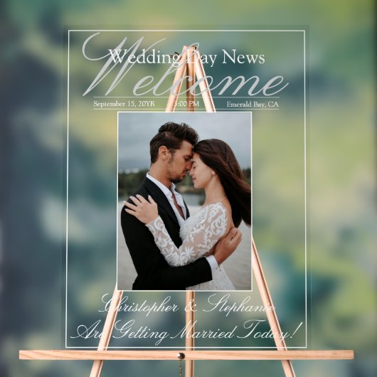 カスタムフォトスクリプエレガントトの結婚歓迎 アクリルサイン (ニュートラル)