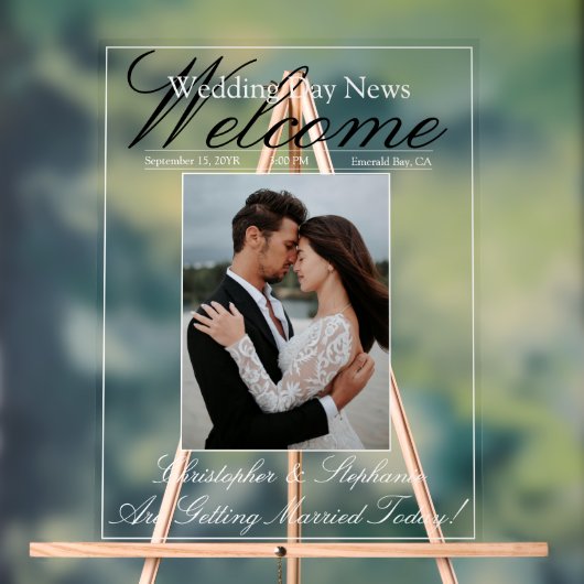 カスタムフォトスクリプエレガントトの結婚歓迎 アクリルサイン (ニュートラル)