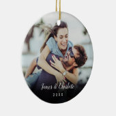 カスタムフォトスクリプト名の日付 セラミックオーナメント (右)