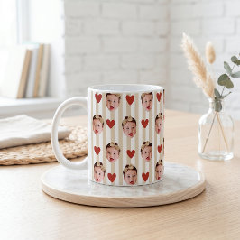 カスタムフォトストライプカップ | 赤ちゃんの顔がかわいい コーヒーマグカップ