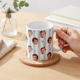 カスタムフォトストライプカップ | 赤ちゃんの顔がかわいい コーヒーマグカップ